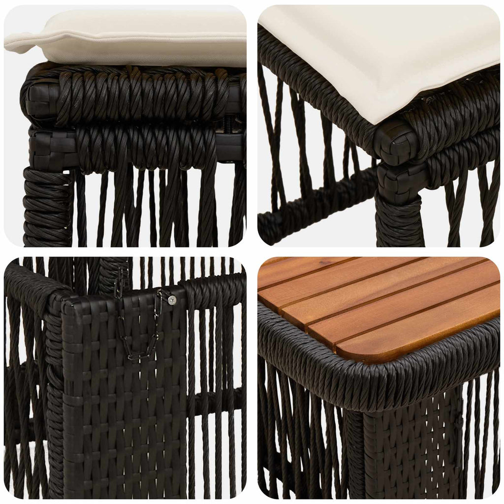 vidaXL Zestaw do jadalni w ogrodzie 4 pcs Czarny i kremowy polirattan