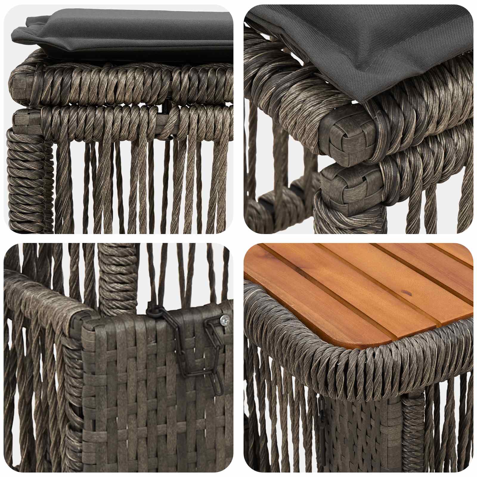 vidaXL Zestaw do jadalni w ogrodzie 4 pcs Szary i ciemnoszary