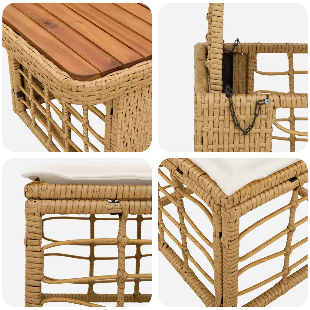 vidaXL Zestaw do jadalni w ogrodzie z poduszką 3 pcs Naturalny i Biały