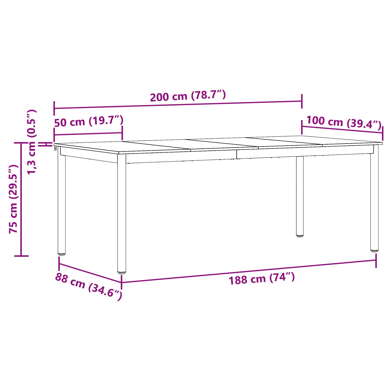 vidaXL Stoły do jadalni 200 x 100 x 75 cm Drewno inżynieryjne