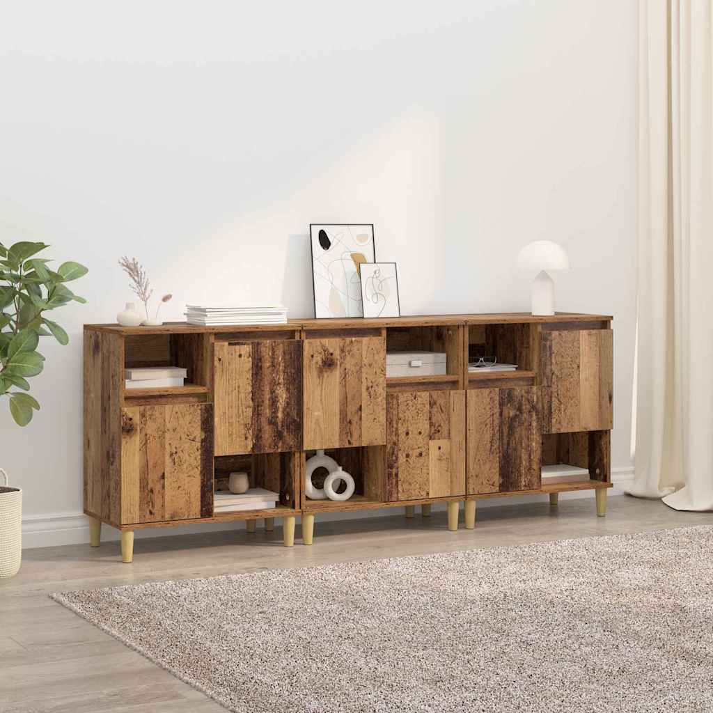 vidaXL Komody 3 pcs Stare drewno 60 x 35 x 70 cm