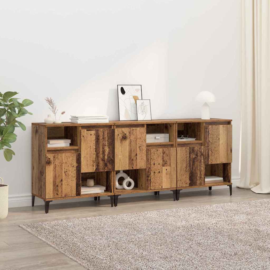 vidaXL Komody 3 pcs Stare drewno 60 x 35 x 70 cm