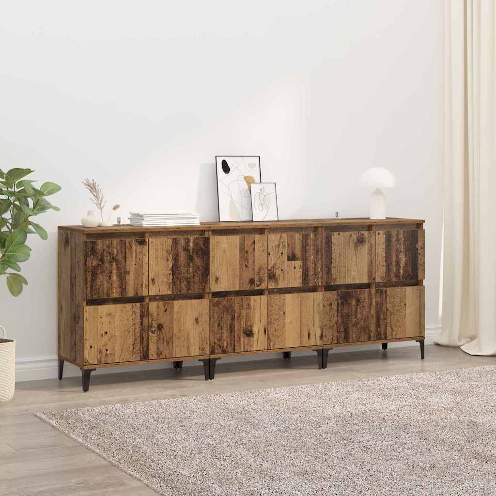 vidaXL Komody 3 pcs Stare drewno 60 x 35 x 70 cm