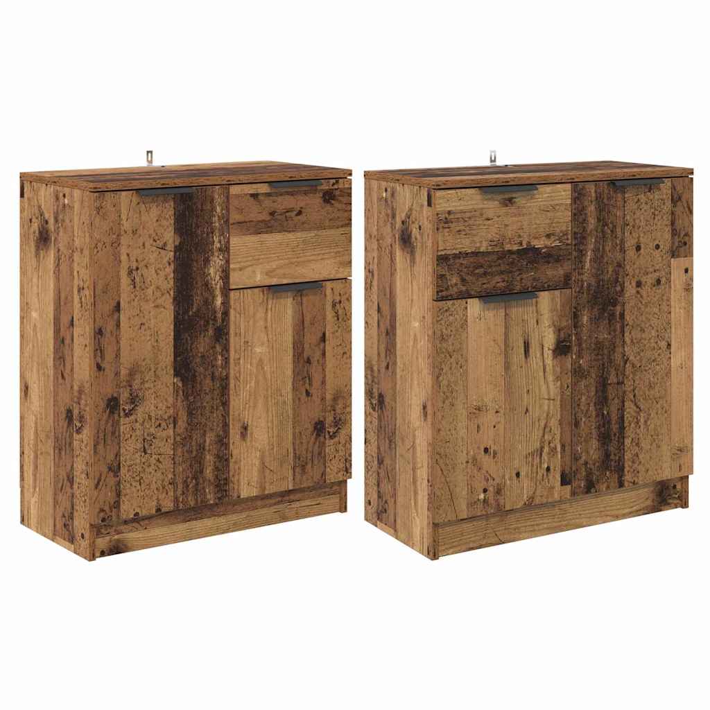 vidaXL Komody z szufladą 2 pcs Stare drewno 60 x 30 x 70 cm