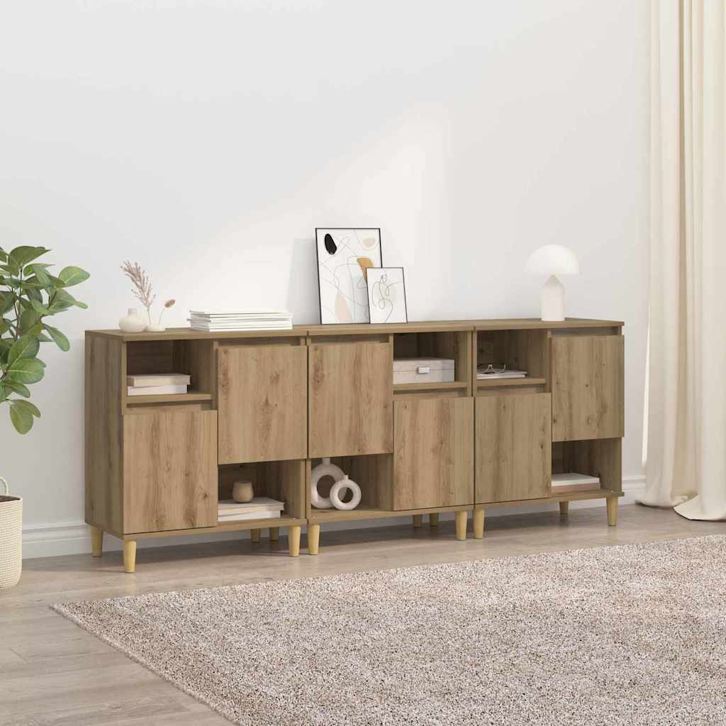 vidaXL Komody 3 pcs Dąb rzemieślniczy 60 x 35 x 70 cm