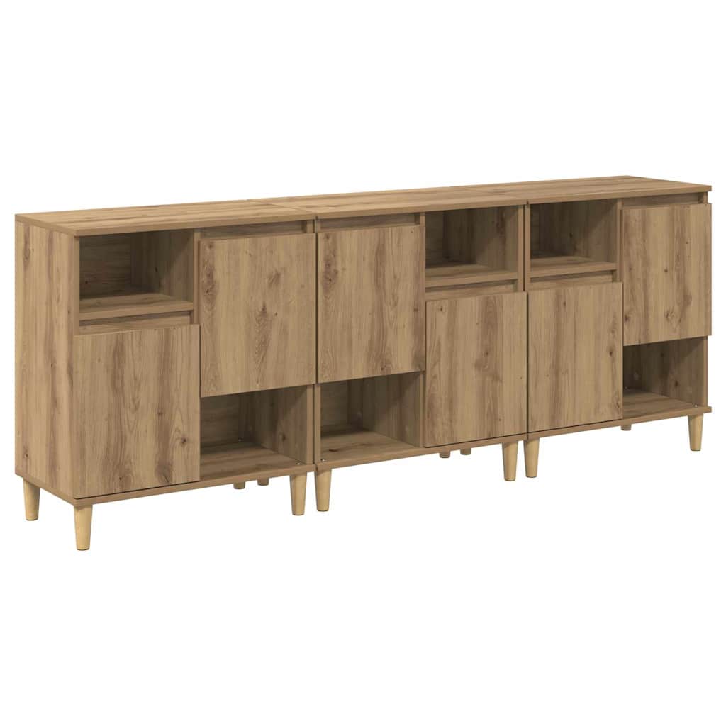 vidaXL Komody 3 pcs Dąb rzemieślniczy 60 x 35 x 70 cm
