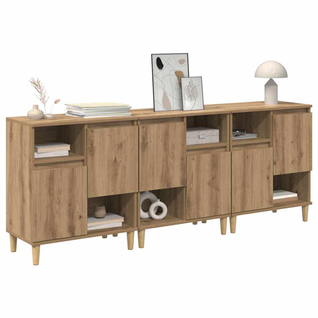 vidaXL Komody 3 pcs Dąb rzemieślniczy 60 x 35 x 70 cm