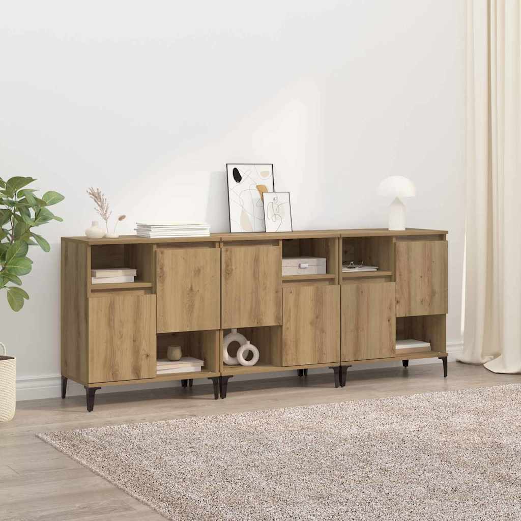 vidaXL Komody 3 pcs Dąb rzemieślniczy 60 x 35 x 70 cm