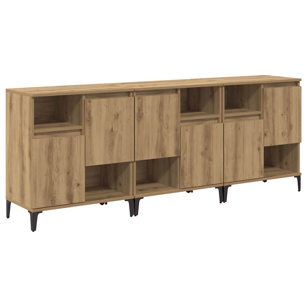 vidaXL Komody 3 pcs Dąb rzemieślniczy 60 x 35 x 70 cm