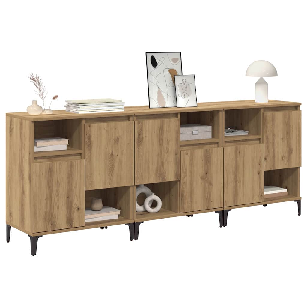 vidaXL Komody 3 pcs Dąb rzemieślniczy 60 x 35 x 70 cm
