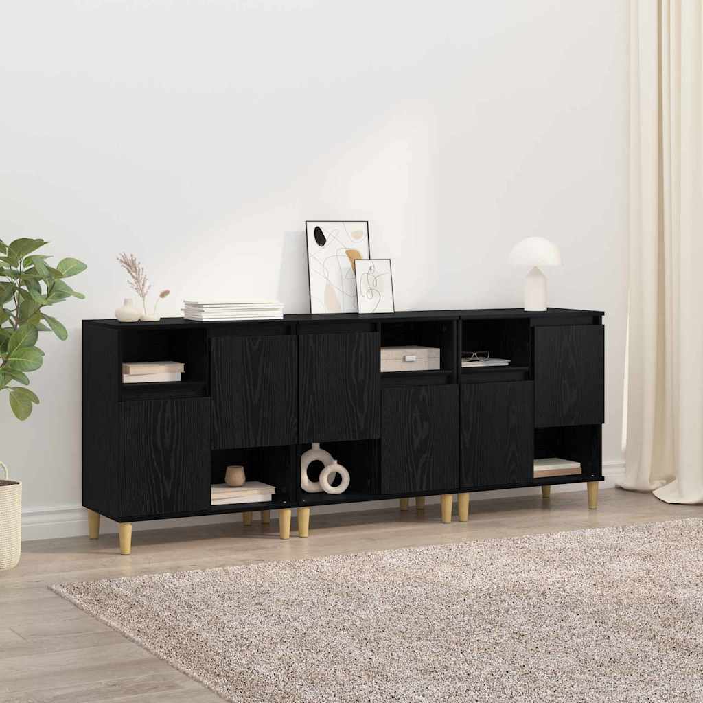 vidaXL Komody 3 pcs Czarny Dąb 60 x 35 x 70 cm Materiał drewnopochodny