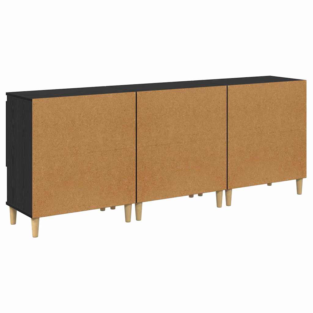 vidaXL Komody 3 pcs Czarny Dąb 60 x 35 x 70 cm Materiał drewnopochodny