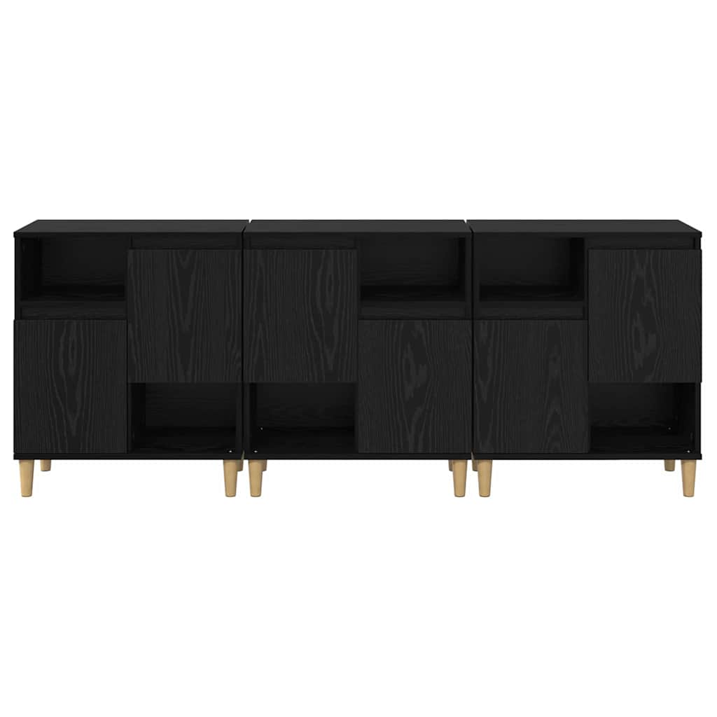 vidaXL Komody 3 pcs Czarny Dąb 60 x 35 x 70 cm Materiał drewnopochodny