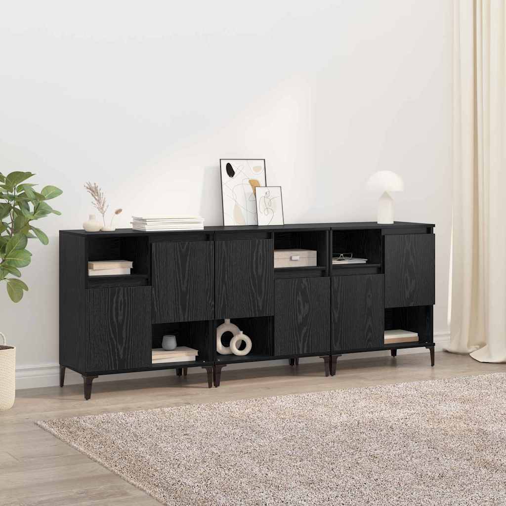 vidaXL Komody 3 pcs Czarny Dąb 60 x 35 x 70 cm Materiał drewnopochodny