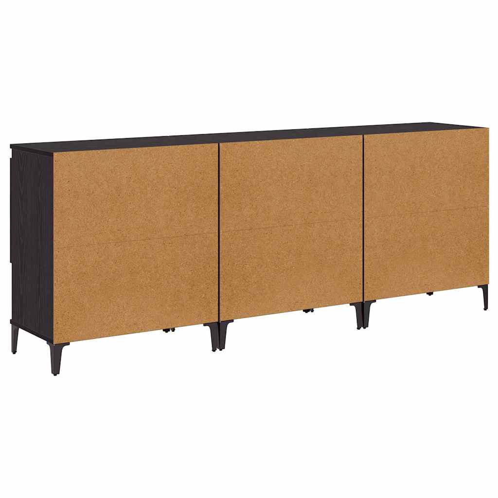 vidaXL Komody 3 pcs Czarny Dąb 60 x 35 x 70 cm Materiał drewnopochodny