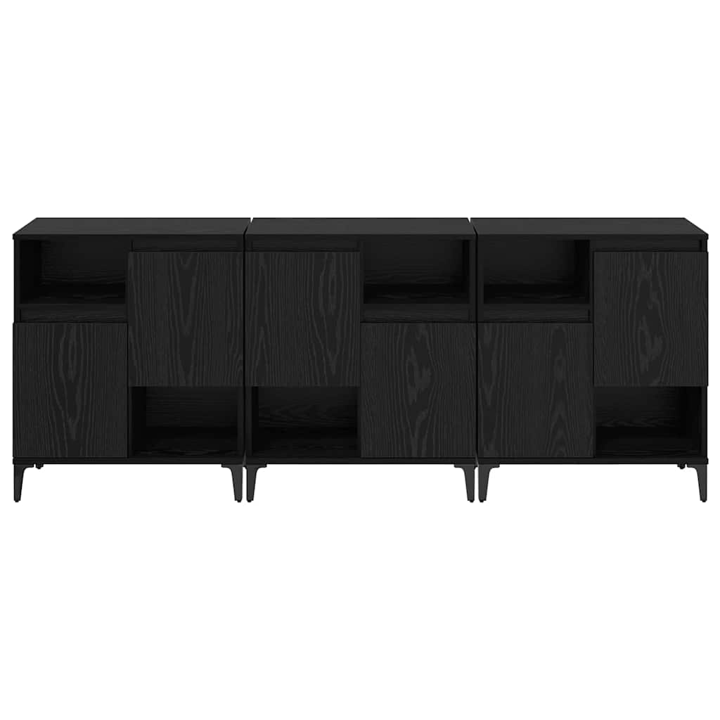 vidaXL Komody 3 pcs Czarny Dąb 60 x 35 x 70 cm Materiał drewnopochodny
