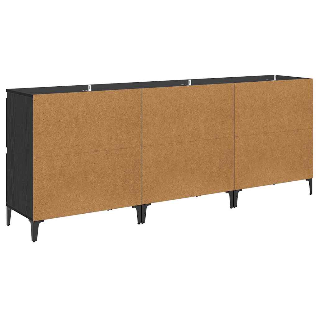 vidaXL Komody 3 pcs Czarny Dąb 60 x 35 x 70 cm Materiał drewnopochodny