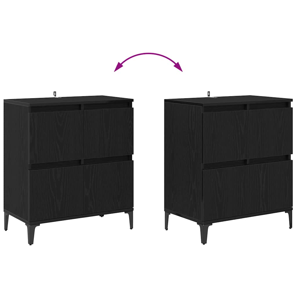 vidaXL Komody 3 pcs Czarny Dąb 60 x 35 x 70 cm Materiał drewnopochodny