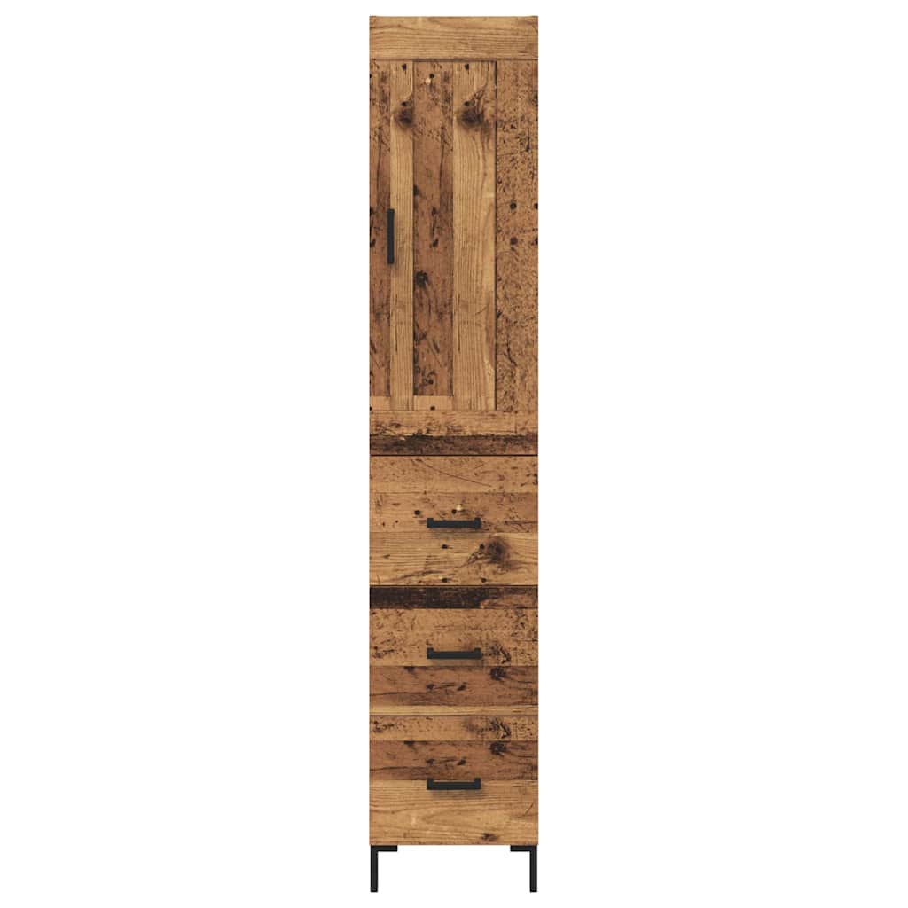 vidaXL Highboard z szufladą Stare drewno 34,5 x 34 x 180 cm
