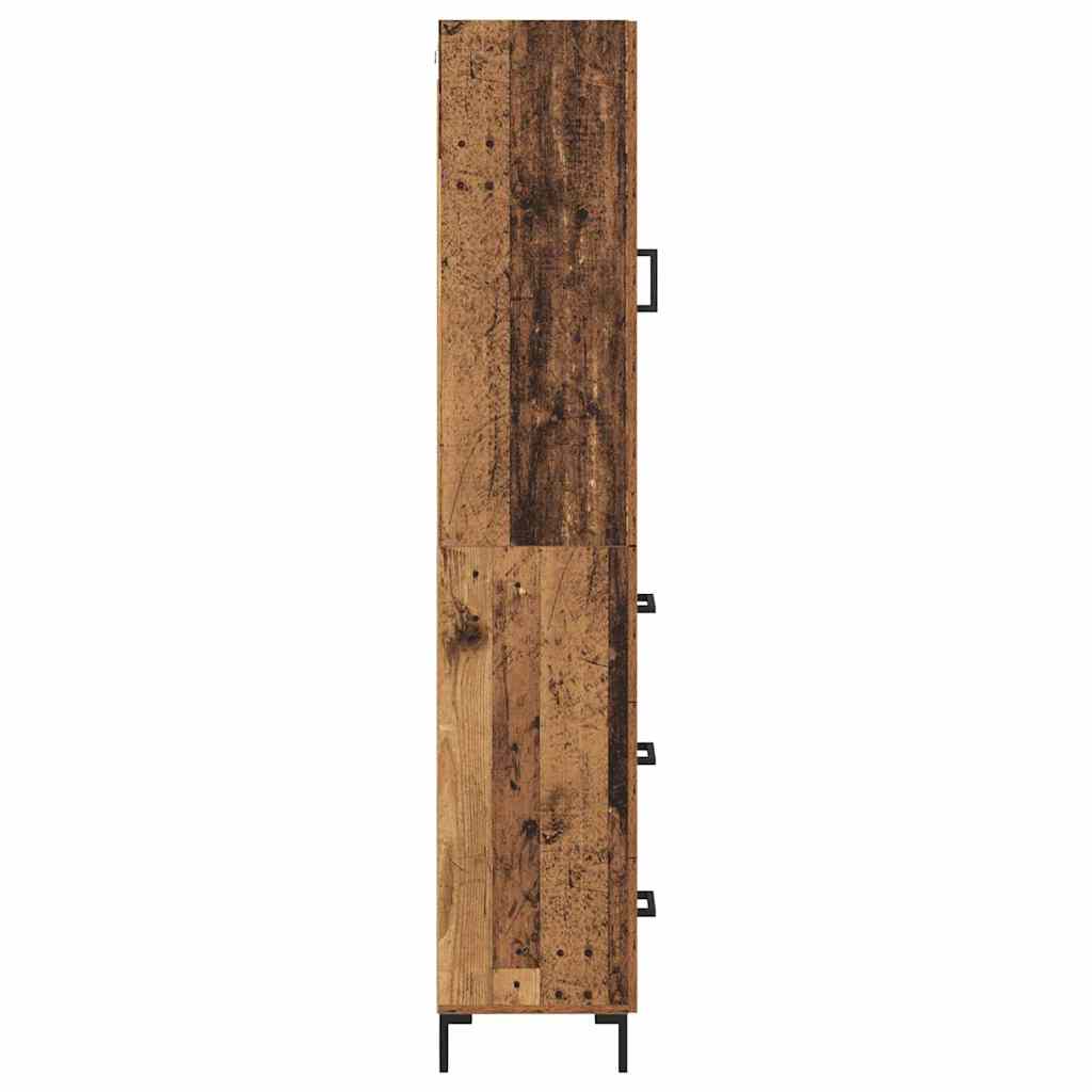 vidaXL Highboard z szufladą Stare drewno 34,5 x 34 x 180 cm