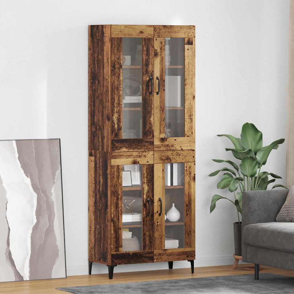vidaXL Highboard Montowane na ścianie Stare drewno 69,5 x 34 x 180 cm