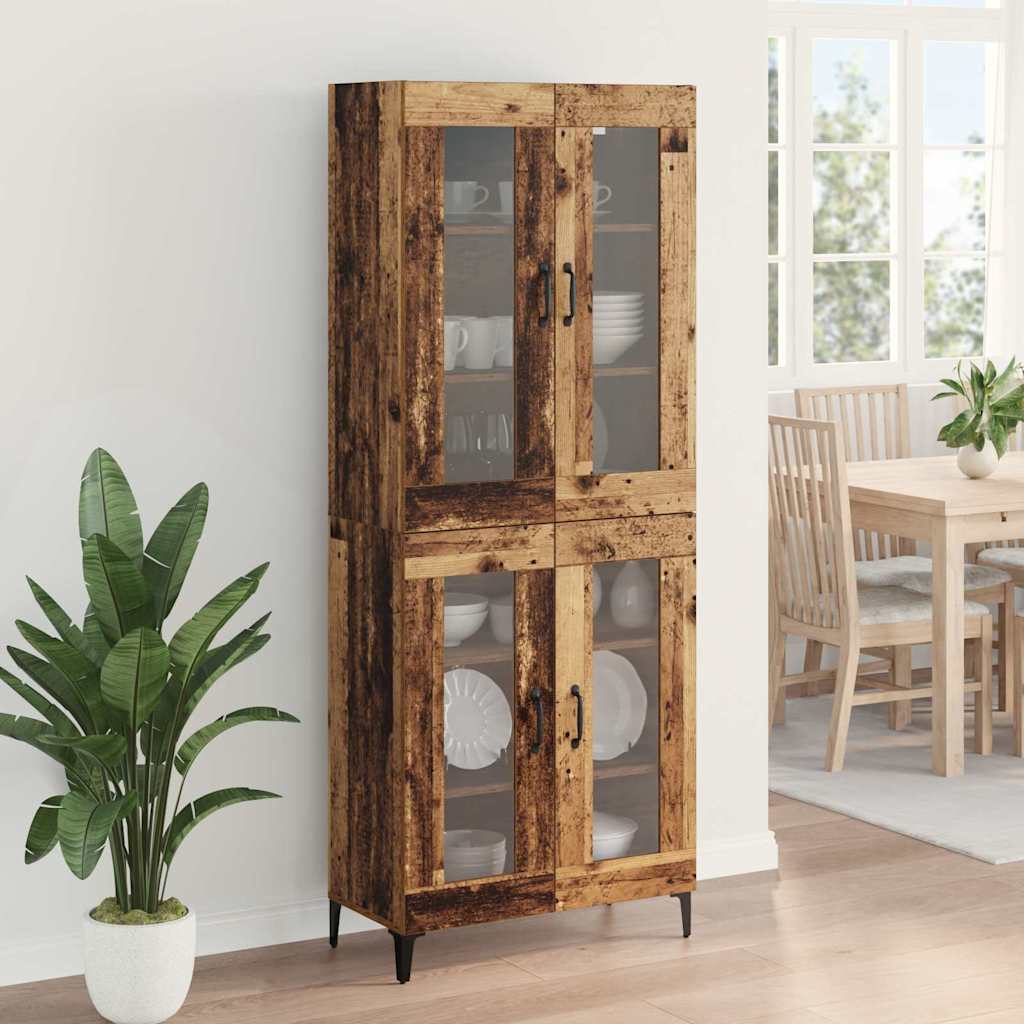 vidaXL Highboard Montowane na ścianie Stare drewno 69,5 x 34 x 180 cm