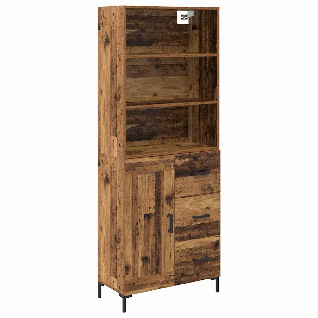 vidaXL Highboard z szufladą Stare drewno 69,5 x 34 x 180 cm