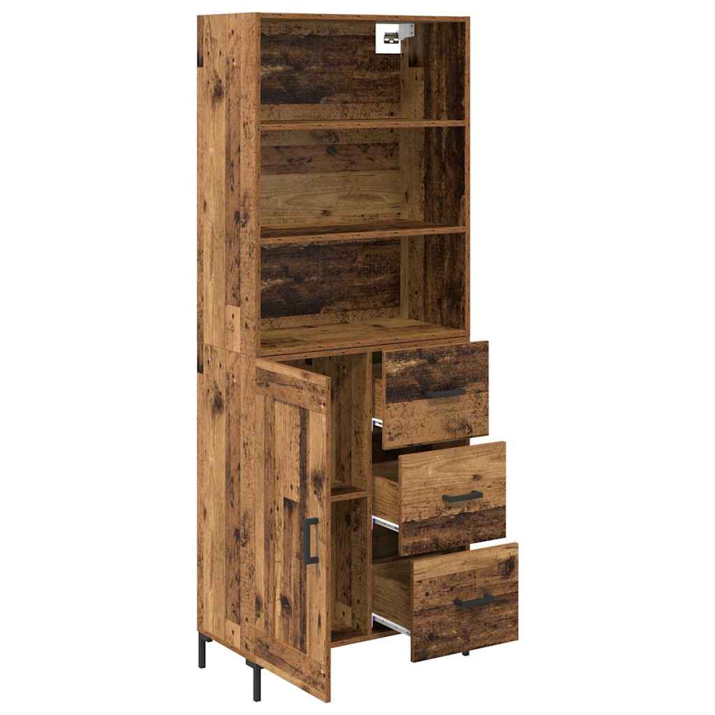 vidaXL Highboard z szufladą Stare drewno 69,5 x 34 x 180 cm