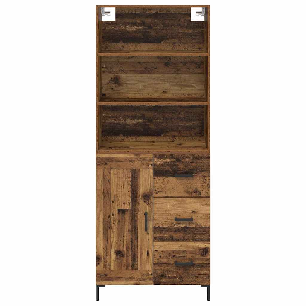 vidaXL Highboard z szufladą Stare drewno 69,5 x 34 x 180 cm