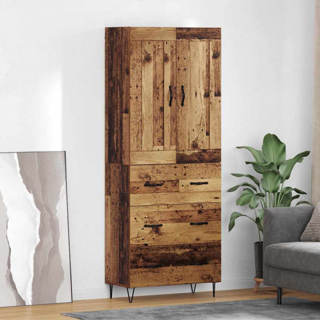 vidaXL Highboard Stare drewno 69,5 x 34 x 180 cm Drewno inżynieryjne