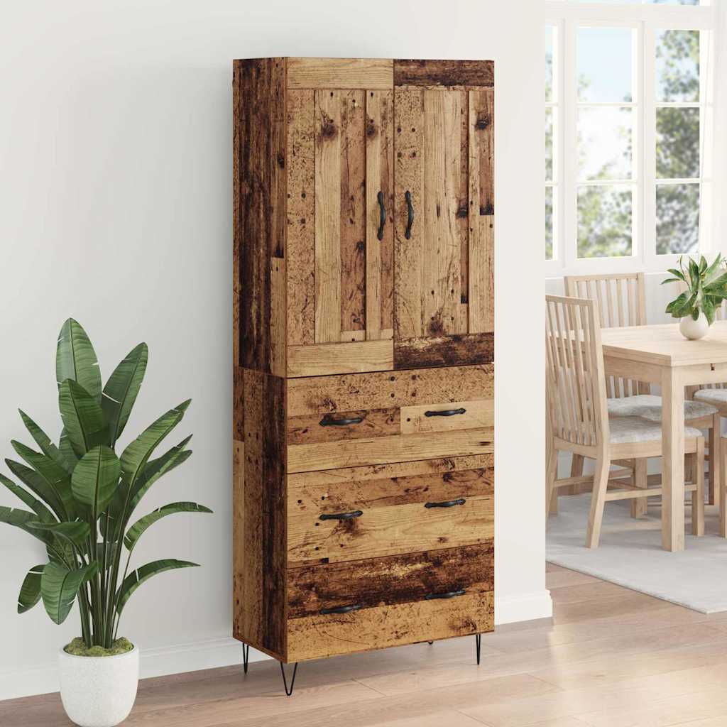 vidaXL Highboard Stare drewno 69,5 x 34 x 180 cm Drewno inżynieryjne