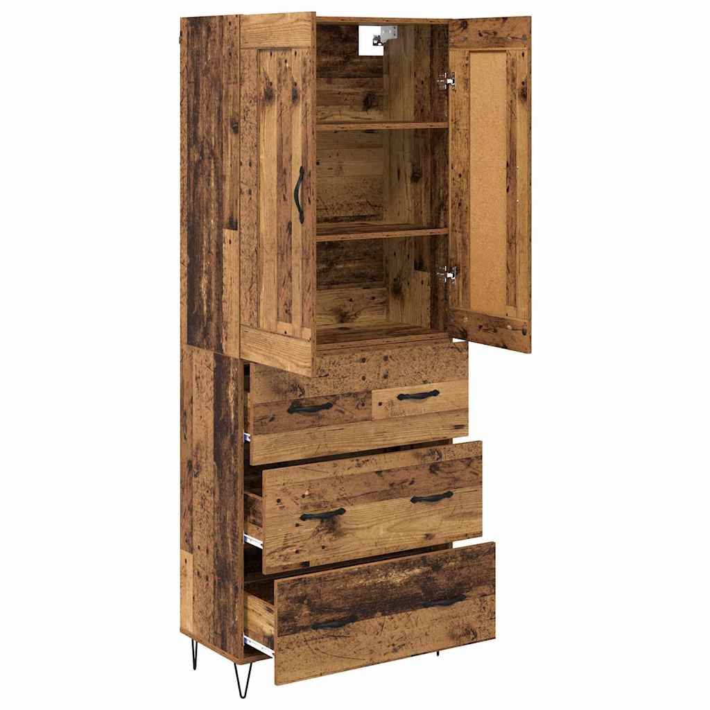 vidaXL Highboard Stare drewno 69,5 x 34 x 180 cm Drewno inżynieryjne