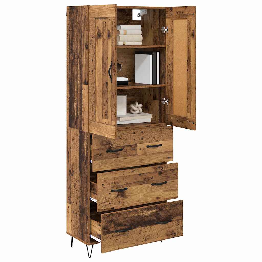 vidaXL Highboard Stare drewno 69,5 x 34 x 180 cm Drewno inżynieryjne