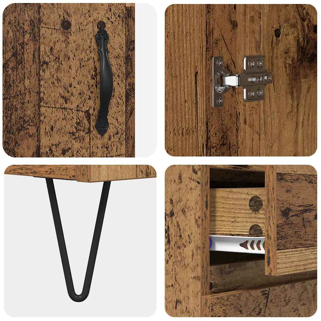 vidaXL Highboard z szufladą 2 pcs Stare drewno Materiał drewnopochodny
