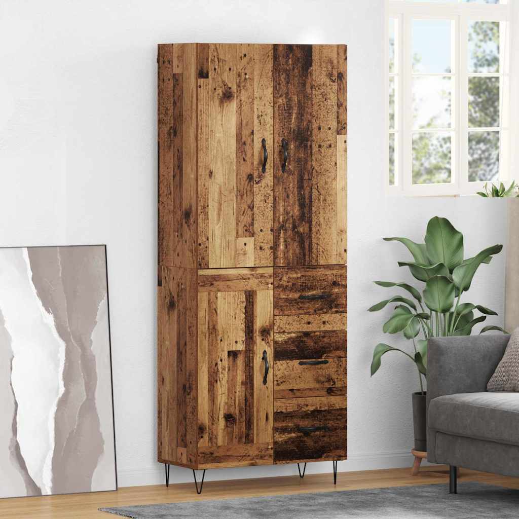 vidaXL Highboard z szufladą 2 pcs Stare drewno Materiał drewnopochodny