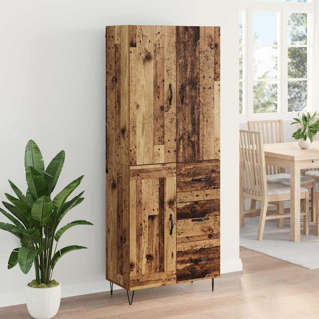 vidaXL Highboard z szufladą 2 pcs Stare drewno Materiał drewnopochodny