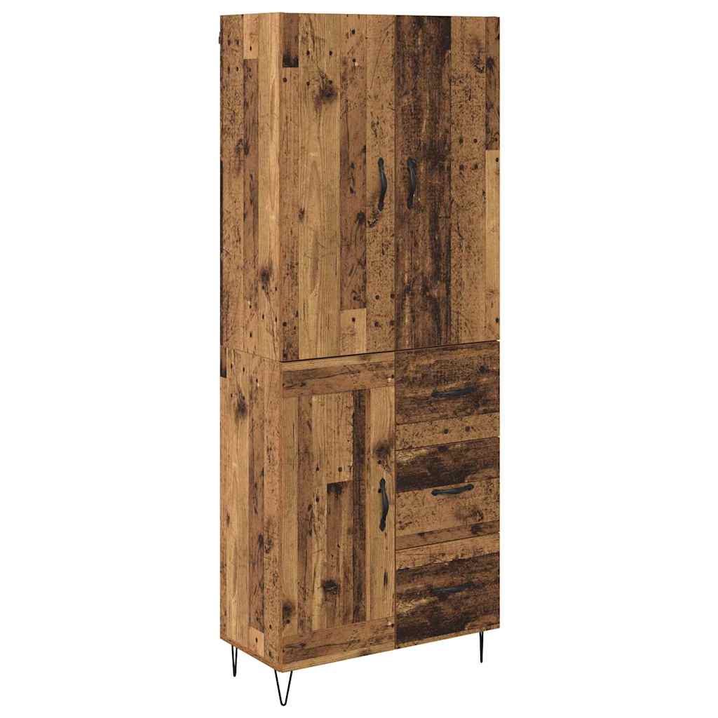 vidaXL Highboard z szufladą 2 pcs Stare drewno Materiał drewnopochodny