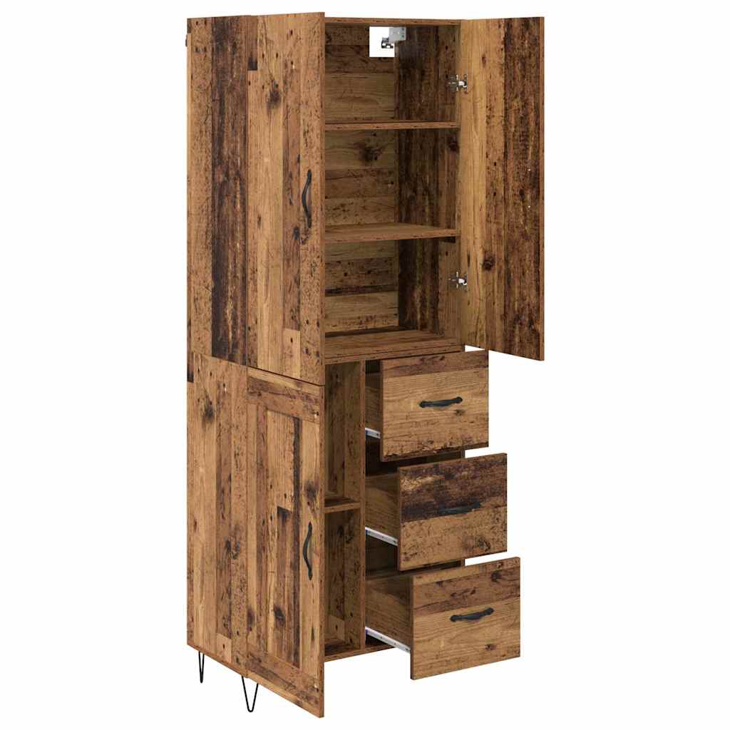 vidaXL Highboard z szufladą 2 pcs Stare drewno Materiał drewnopochodny