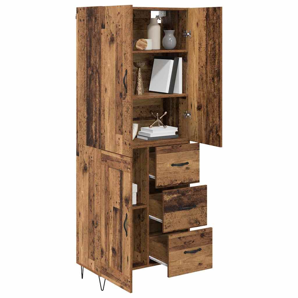 vidaXL Highboard z szufladą 2 pcs Stare drewno Materiał drewnopochodny