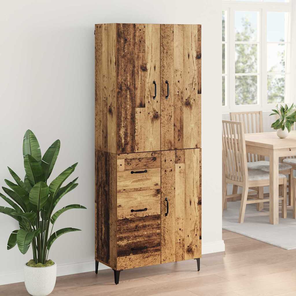 vidaXL Highboard Montowane na ścianie Stare drewno 69,5 x 34 x 180 cm