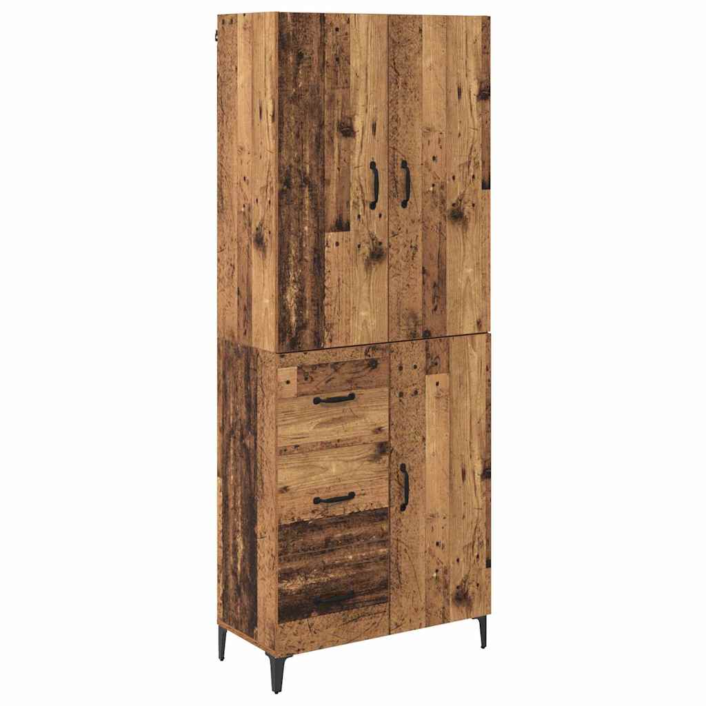 vidaXL Highboard Montowane na ścianie Stare drewno 69,5 x 34 x 180 cm