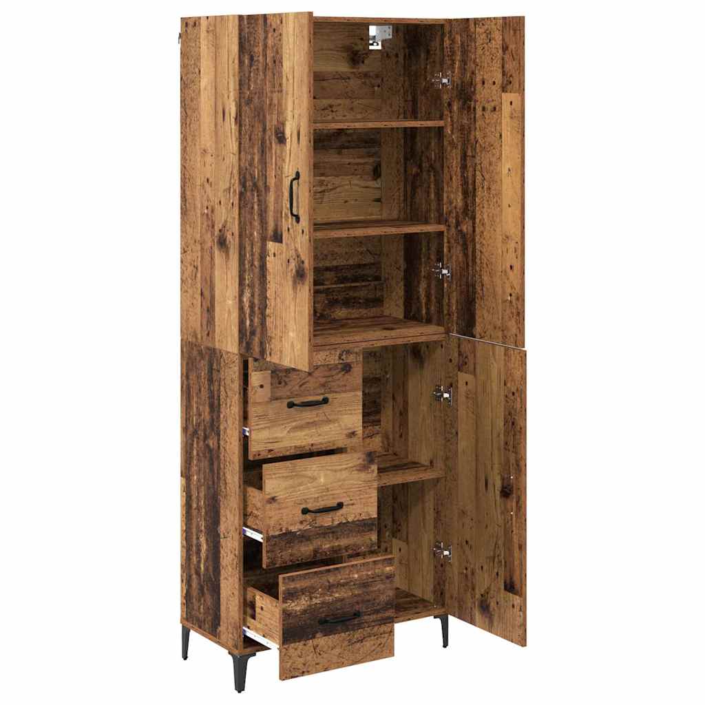vidaXL Highboard Montowane na ścianie Stare drewno 69,5 x 34 x 180 cm