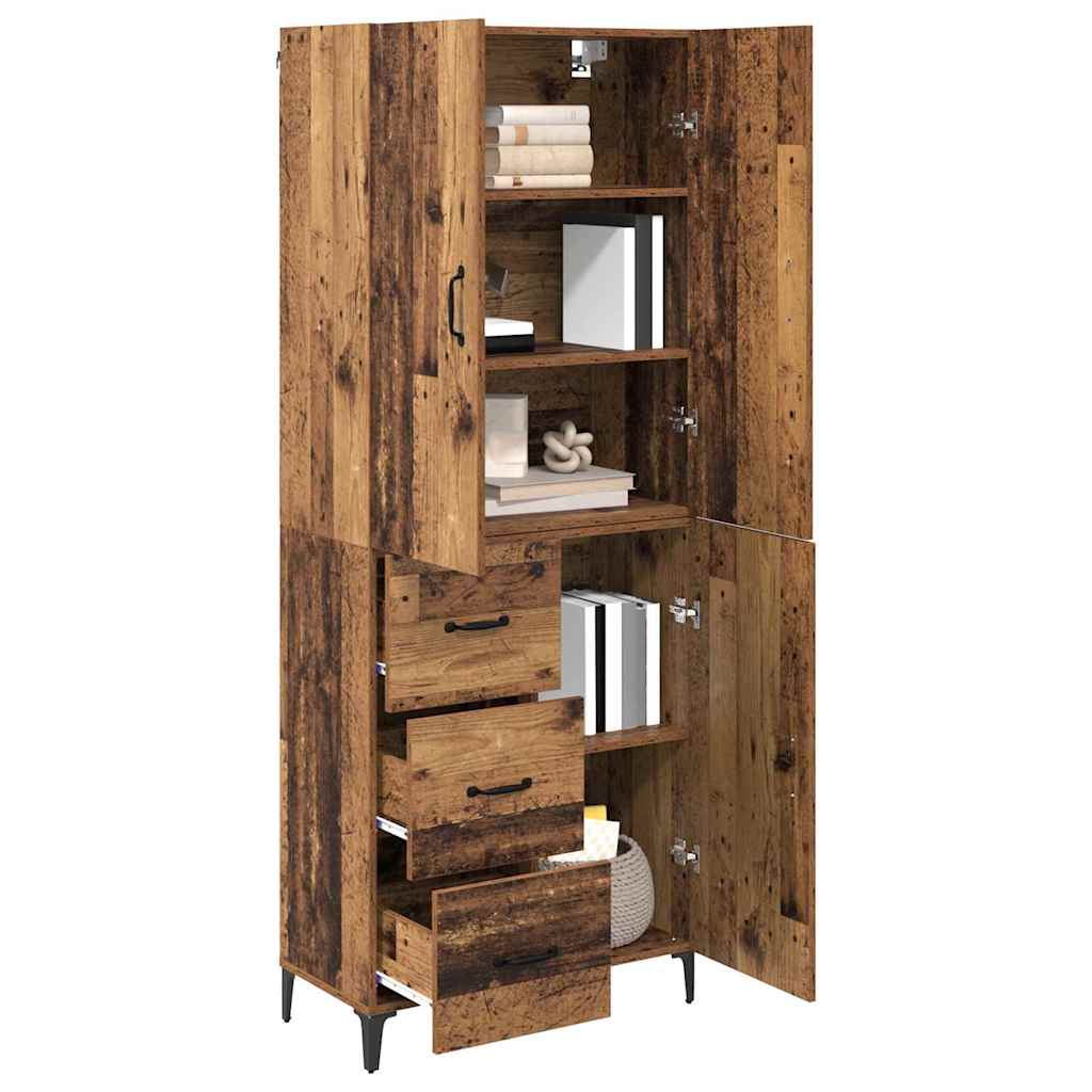 vidaXL Highboard Montowane na ścianie Stare drewno 69,5 x 34 x 180 cm