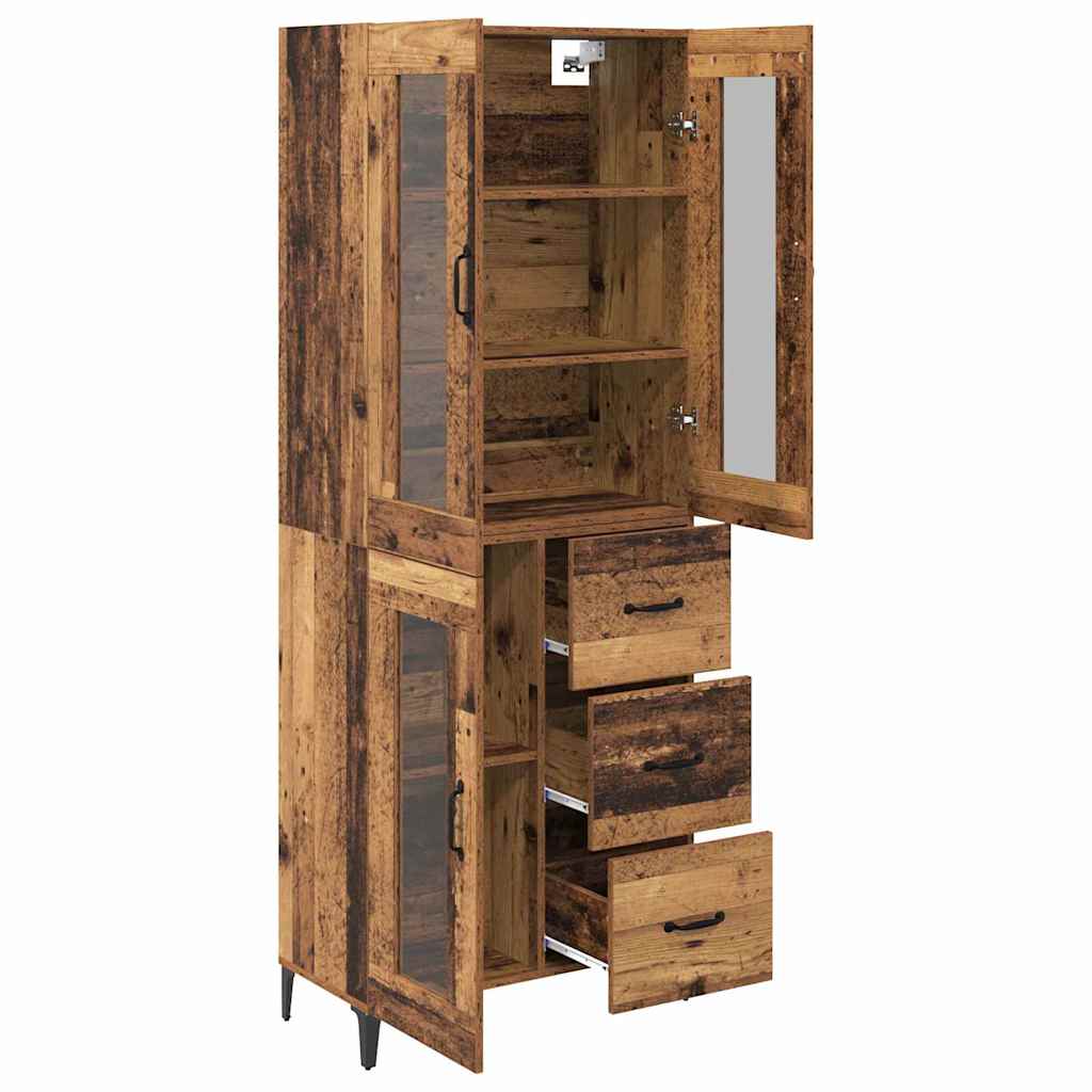 vidaXL Highboard Montowane na ścianie Stare drewno 69,5 x 34 x 180 cm