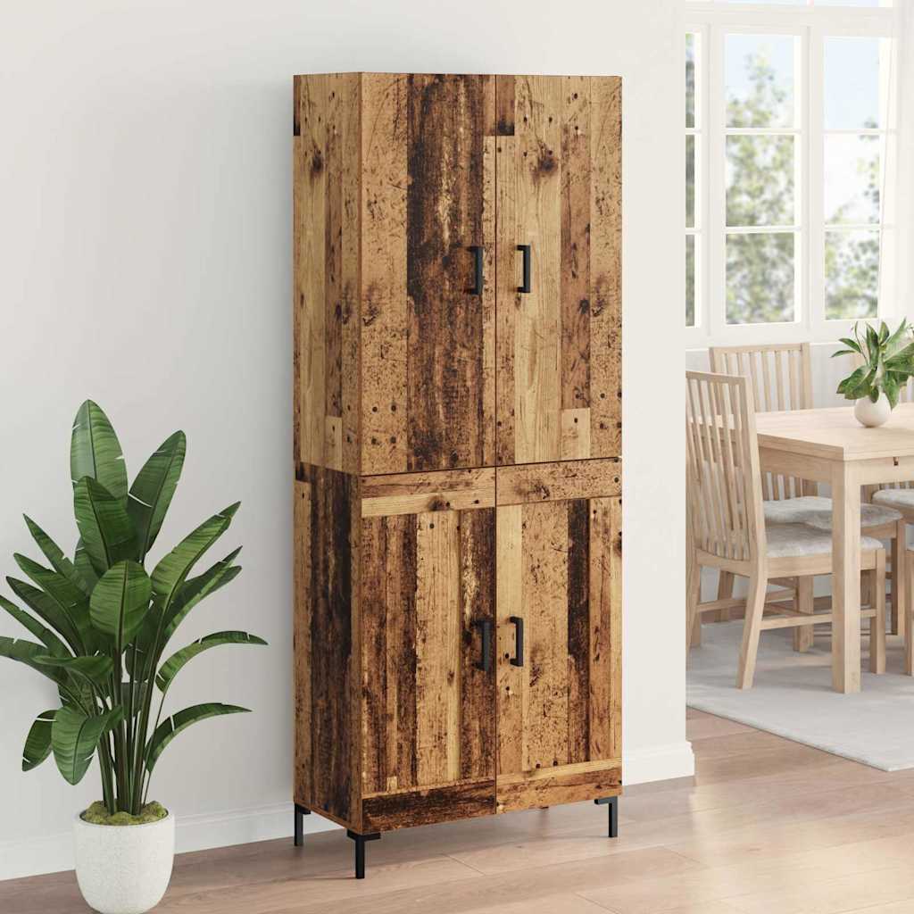 vidaXL Highboard Montowane na ścianie Stare drewno 69,5 x 34 x 180 cm