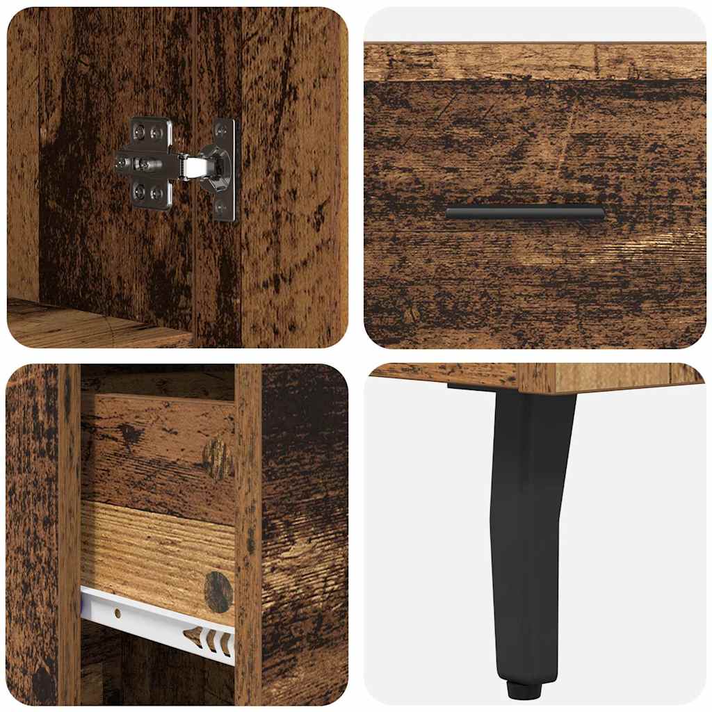 vidaXL Highboard 2 pcs Stare drewno Drewno inżynieryjne i szkło