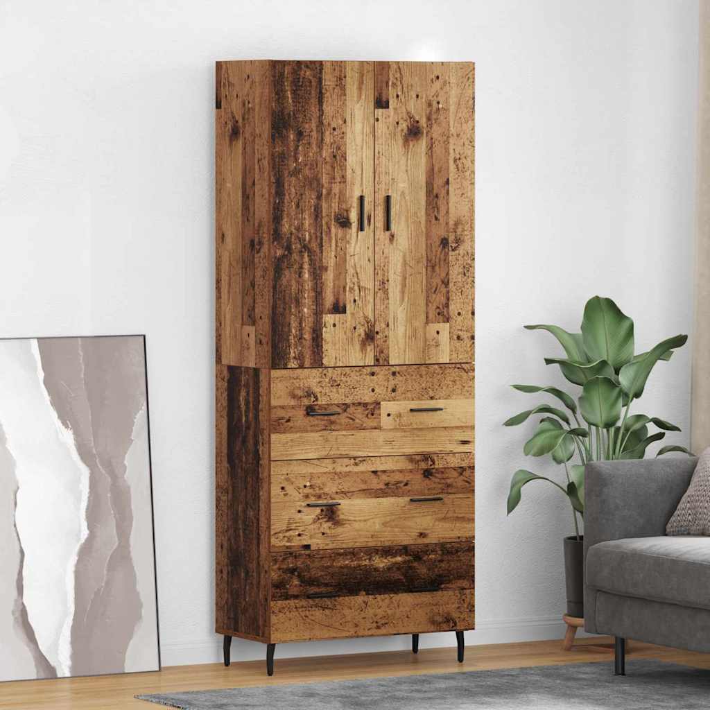 vidaXL Highboard 2 pcs Stare drewno Drewno inżynieryjne i szkło