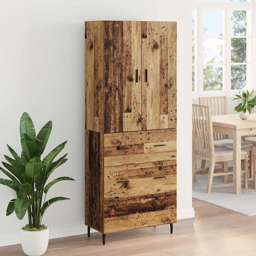 vidaXL Highboard 2 pcs Stare drewno Drewno inżynieryjne i szkło