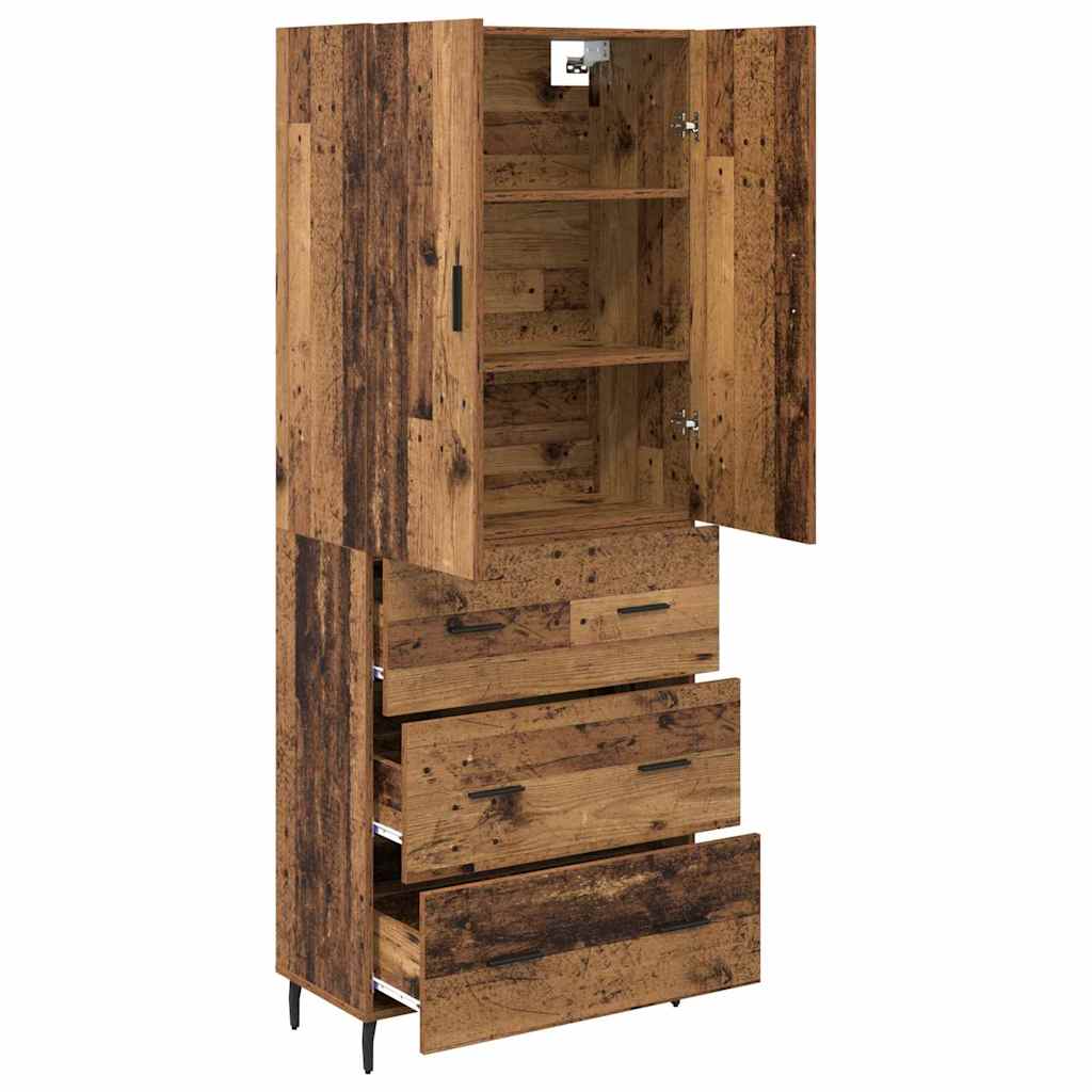 vidaXL Highboard 2 pcs Stare drewno Drewno inżynieryjne i szkło