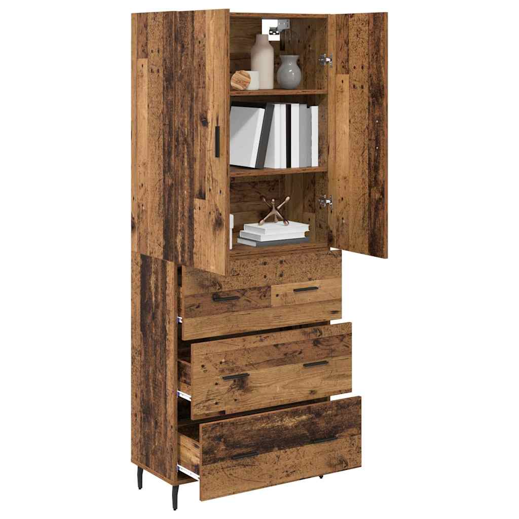 vidaXL Highboard 2 pcs Stare drewno Drewno inżynieryjne i szkło